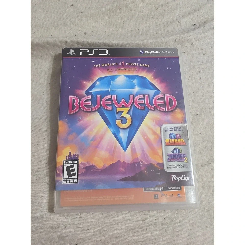 Bejeweled 3 Sony PlayStation 3 PS3 Game with Zuma and Feeding Frenzy 2 PopCap